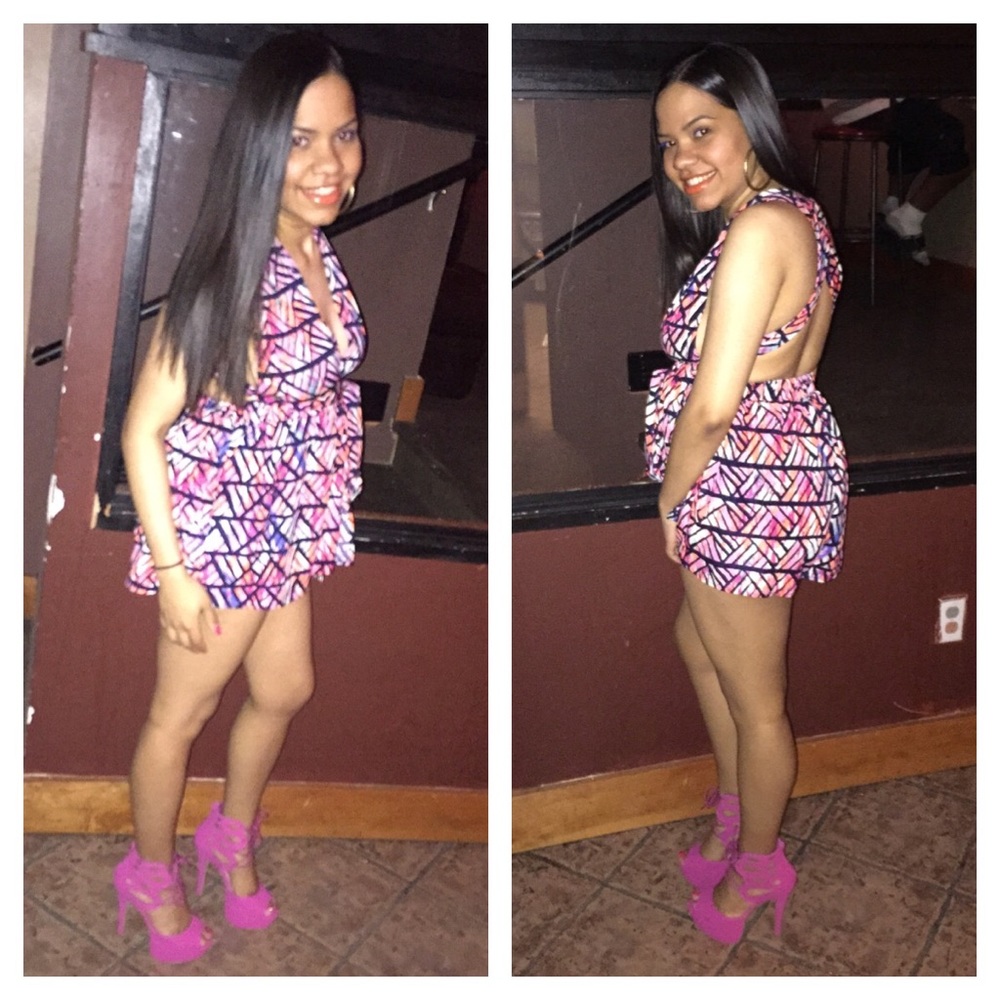 Colorful Tie Up Romper - Size S